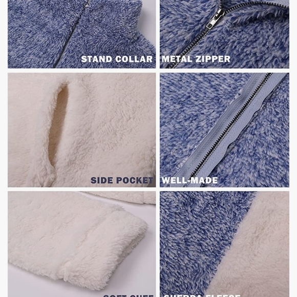 🔥 Women Sherpa Pullover Quarter Zip Long Sleeve - Picture 6 of 6